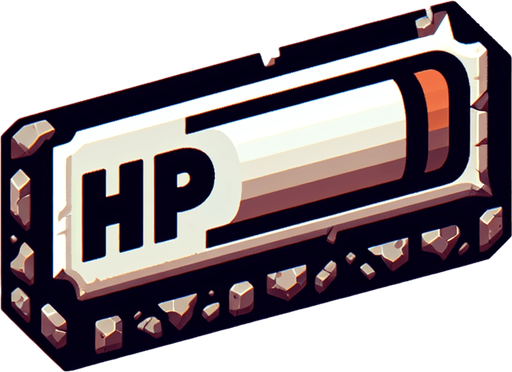 Hp_bar.
Single Game Texture.  In-Game asset.  2d.  Blank background.  High contrast.  No shadows