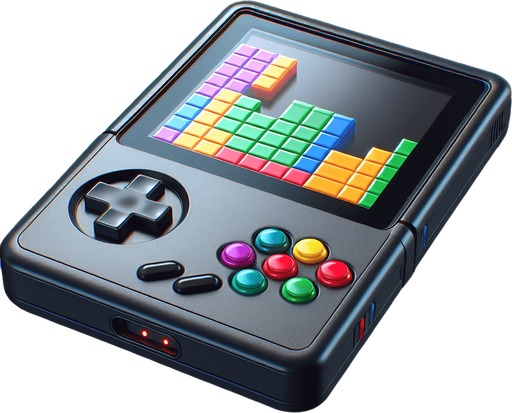 Photorealistic tetris handconsole, front view. Cut out the screen to transparent