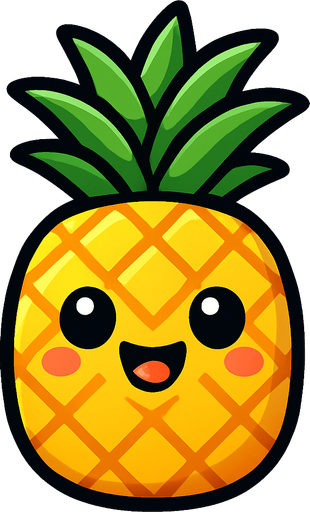Pineapple with cute face.
In-Game asset.  2d.  High contrast.  No shadows