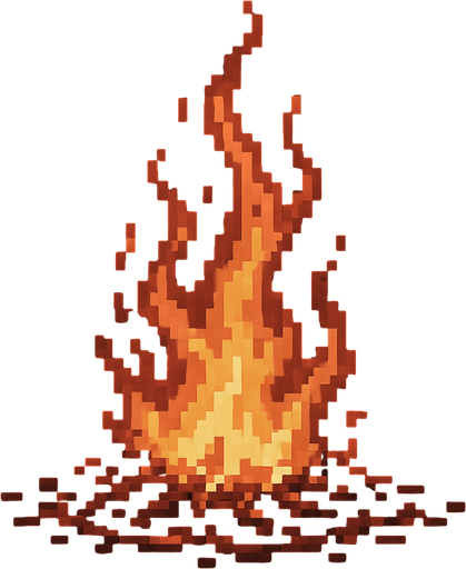 Ateş 🔥 dark souls style 2d pixel art.
In-Game asset.  2d.  High contrast.  No shadows