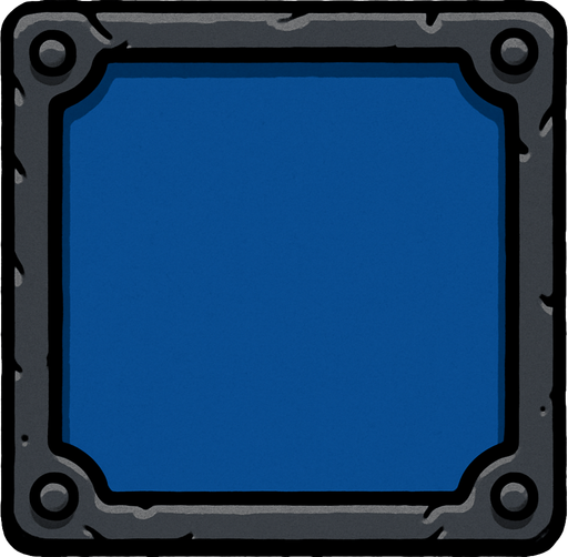 Fondo azul con un marco de hierro.
In-Game asset.  2d.  High contrast.  No shadows