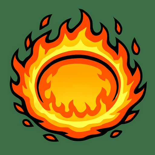 A 2D circular burning effect in Survivor.io style made by HABBY PTE. LTD. (not only the surroundings but also the inside burns)
In-Game asset.  2d.  High contrast.  No shadows