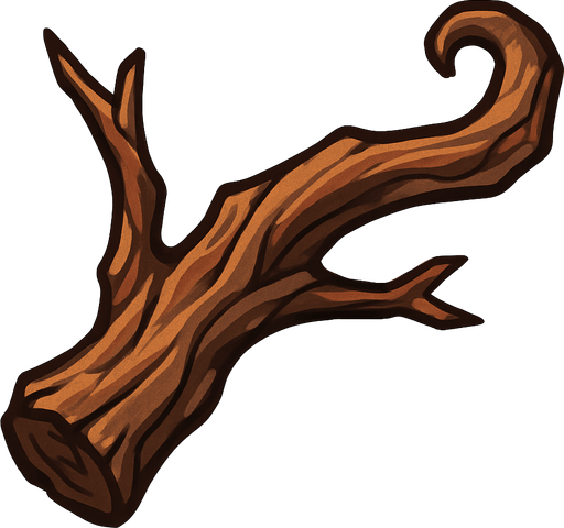 rama de madera.
In-Game asset.  2d.  High contrast.  No shadows