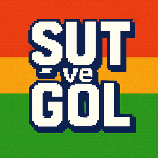fancy pixelart title have shadow and white letters. text is  "ŞUT ve GOL".
In-Game asset.  2d.  High contrast.  No shadows