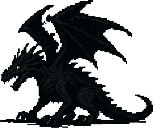 Shadow drake dark souls style 2d pixel art.
In-Game asset.  2d.  High contrast.  No shadows
