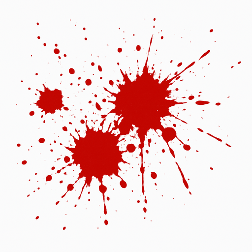 blood splatter effect. In-game assets. No background. Transparent background..
High contrast.  No shadows