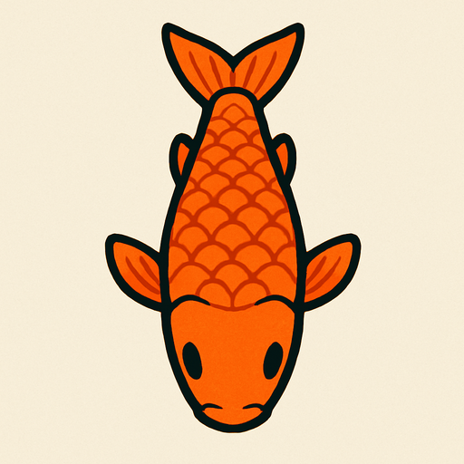 a orange fish seen from top to bottom.
In-Game asset.  2d.  High contrast.  No shadows