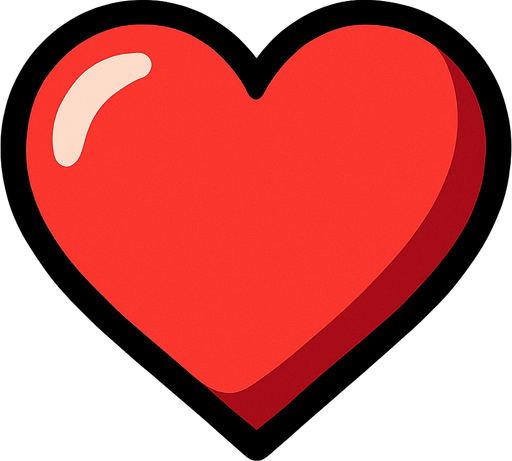 heart.
In-Game asset.  2d.  High contrast.  No shadows. heart