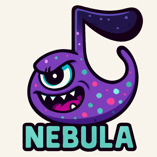 MÜZİK NOTASI ŞEKLİNDE BİR UZAYLI CANAVAR ÇİZ AMA BU KARAKTER PLAYER VE İSMİ NEBULA ONA GÖRE TASARLA. AYAKSIZ. GÖRSELE YAZI YAZMA
In-Game asset.  2d.  High contrast.  No shadows