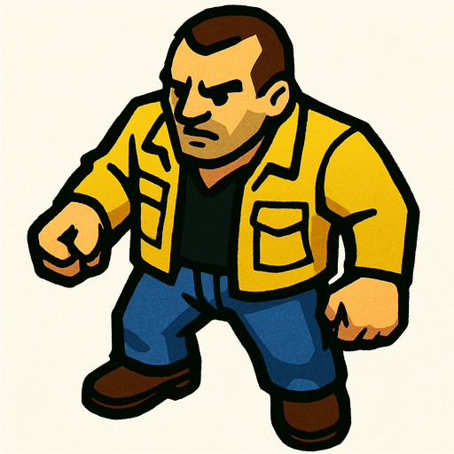 GTA 2 karakteri.
In-Game asset.  2d.  High contrast.  No shadows