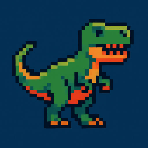 T rex pixel.
In-Game asset.  2d.  High contrast.  No shadows