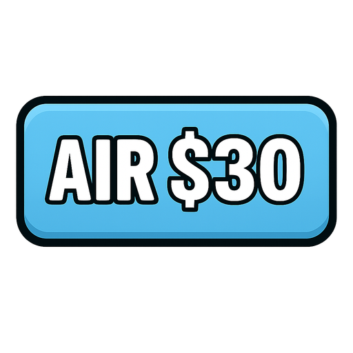 Make button light blue and say air $30
