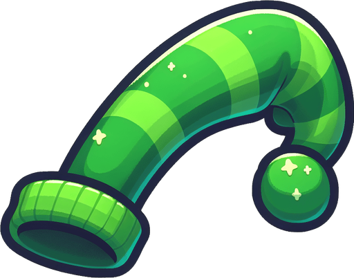 A long green stocking hat. Side profile. Cartoon..
Single Game Texture.  In-Game asset.  2d.  Blank background.  High contrast.  No shadows