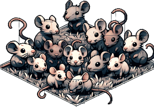 mice.
Single Game Texture. In-Game asset. 2d. Blank background. High contrast. No shadows.