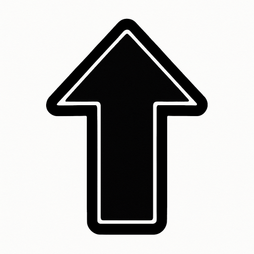 Black arrow pointing up.
In-Game asset.  2d.  High contrast.  No shadows