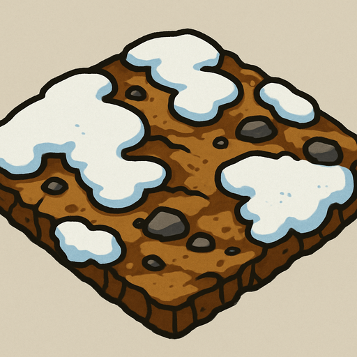 Ground, snowy, earthy.
In-Game asset.  2d.  High contrast.  No shadows