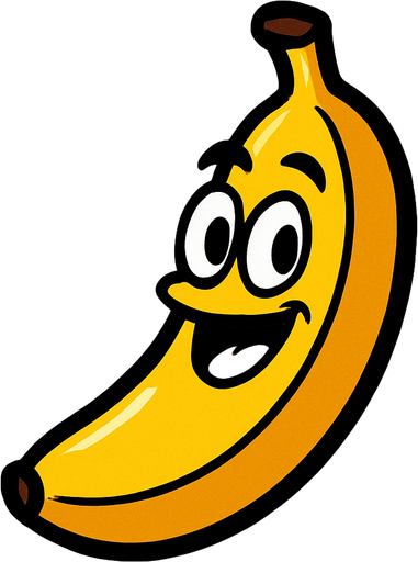 banana cartoon stile.
In-Game asset.  2d.  High contrast.  No shadows