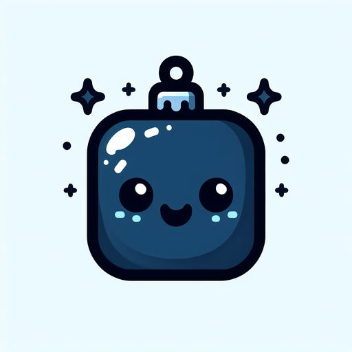 Perfectly square bright dark blue Christmas decoration with cute happyy face. Cartoon style. Cute art style. Simple vector style.