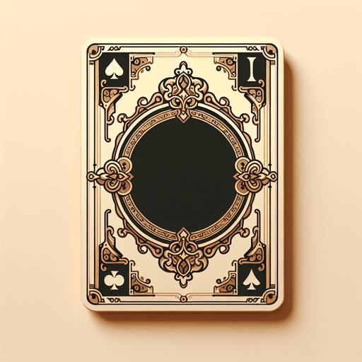 The face of a card. The card center is blank, with a antique cream background. The card is framed with an ornate design..
Single Game Texture. In-Game asset. 2d. Blank background. High contrast. No shadows.