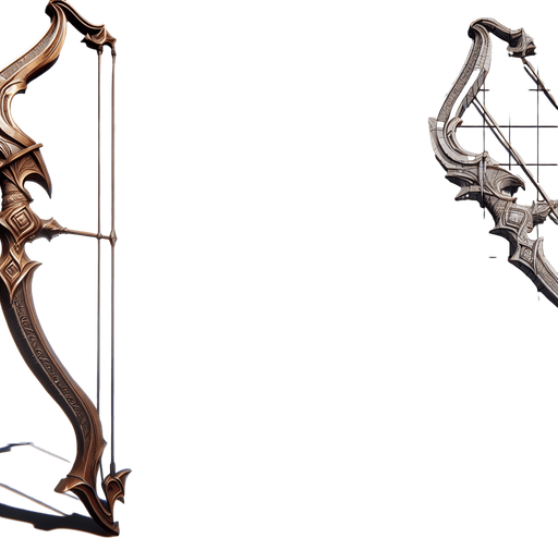 Warcraft 3 image of a bow..
Single Game Texture. In-Game asset. 2d. Blank background. High contrast. No shadows.