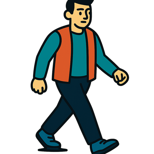 A pedestrian, walking down the street facing forwards.
In-Game asset.  2d.  High contrast.  No shadows