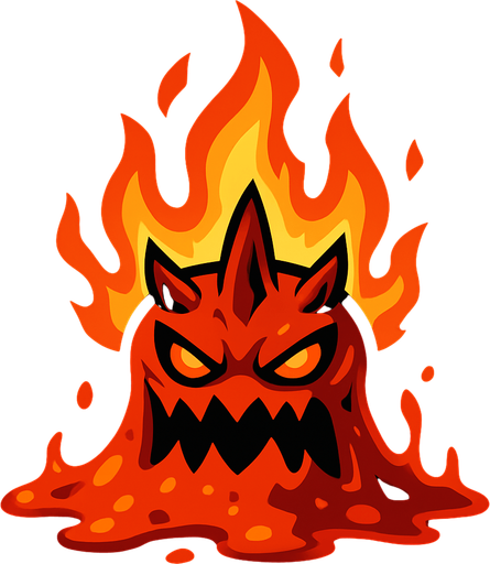 boss slime but like fire and dangereous.
In-Game asset.  2d.  High contrast.  No shadows