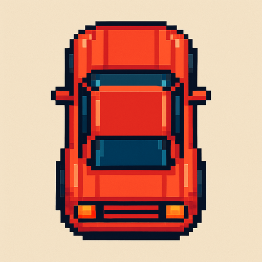 Pixel art Araba kuş bakışı şeklinde olsun.
In-Game asset.  2d.  High contrast.  No shadows