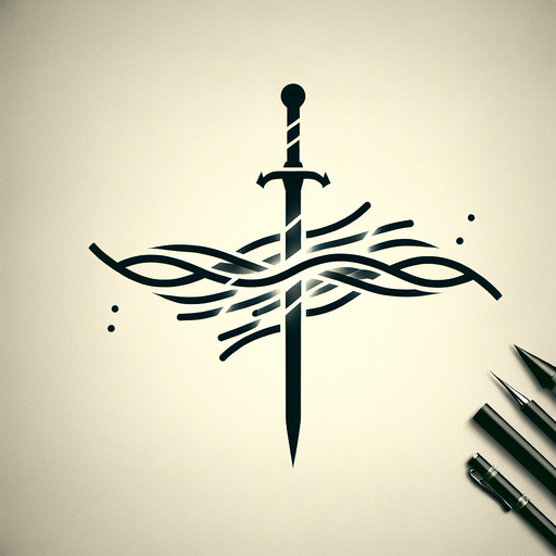 A symbol merging a sword and an arrow/bow, perhaps crossing each other with energy flowing between them..
Single Game Texture.  In-Game asset.  2d.  Blank background.  High contrast.  No shadows