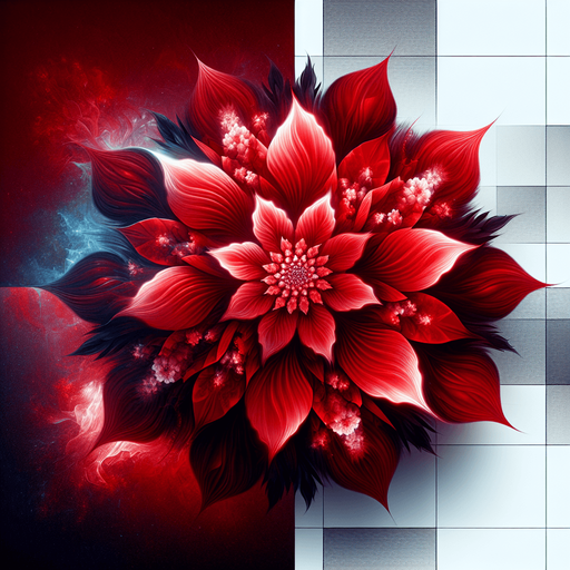 red flower.
Single Game Texture.  In-Game asset.  2d.  Blank background.  High contrast.  No shadows