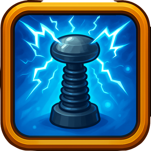 башня тесла с молниями фон голубой