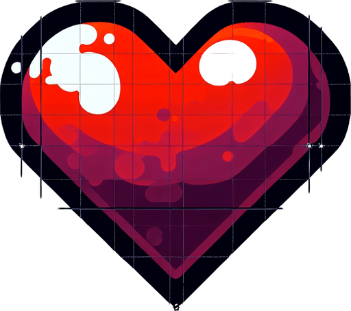 coeur.
Single Game Texture. In-Game asset. 2d. Blank background. High contrast. No shadows.