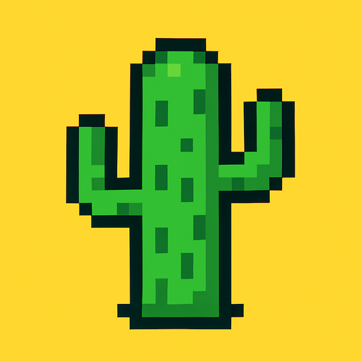 Make a 8-bit cactous.
In-Game asset.  2d.  High contrast.  No shadows