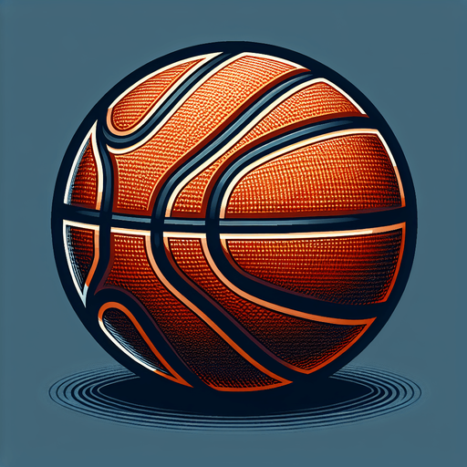 A Basketball.
Single Game Texture.  In-Game asset.  2d.  Blank background.  High contrast.  No shadows