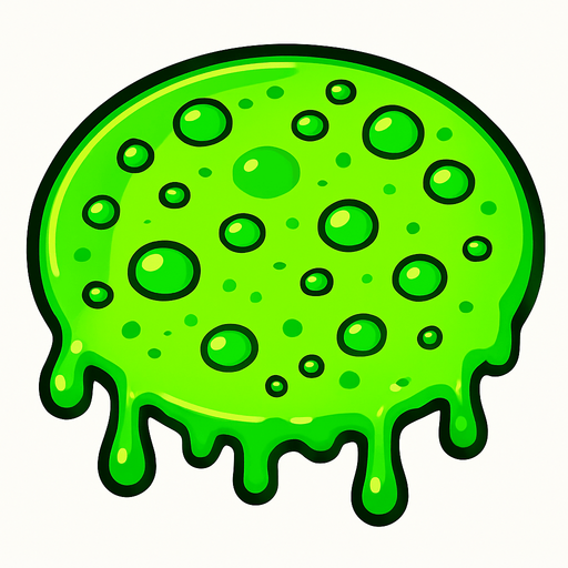Poisonous green circular saliva. 2D. Top View..
In-Game asset.  2d.  High contrast.  No shadows