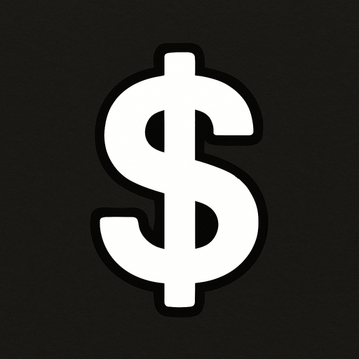 white dollar icon.
In-Game asset.  2d.  High contrast.  No shadows