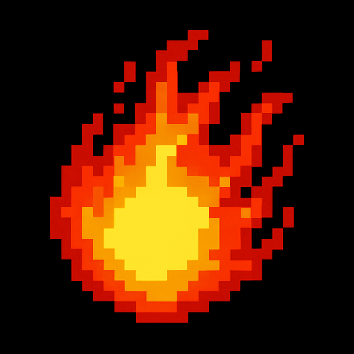 fire ball.
In-Game asset.  2d.  High contrast.  No shadows. pixel