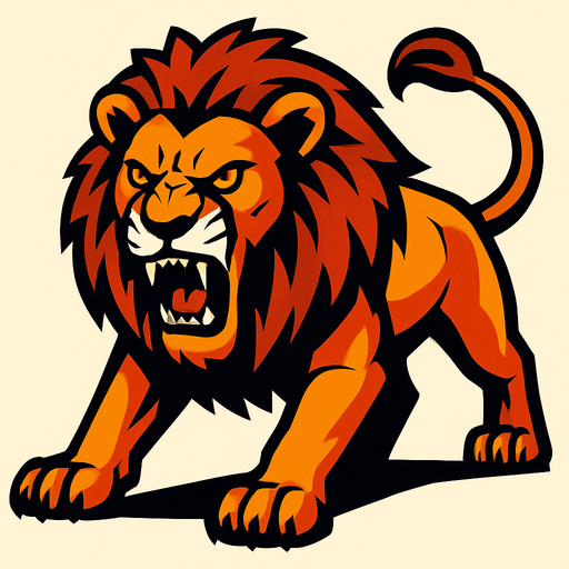 A masai Lion angry.
In-Game asset.  2d.  High contrast.  No shadows