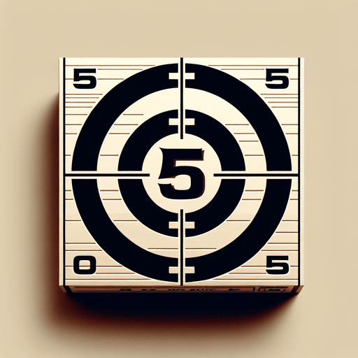 western shooting target with 5 written on it..
Single Game Texture. In-Game asset. 2d. Blank background. High contrast. No shadows.
