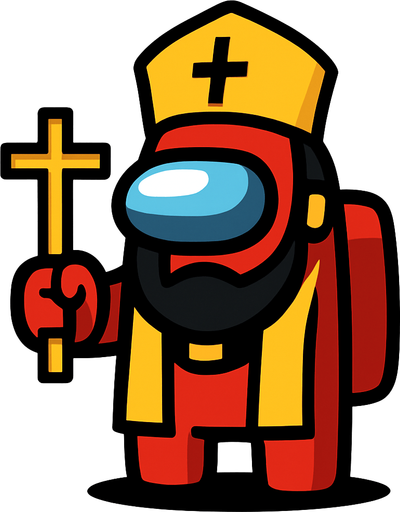 hristiyan amongus but its boss

In-Game asset.  2d.  High contrast.  No shadows