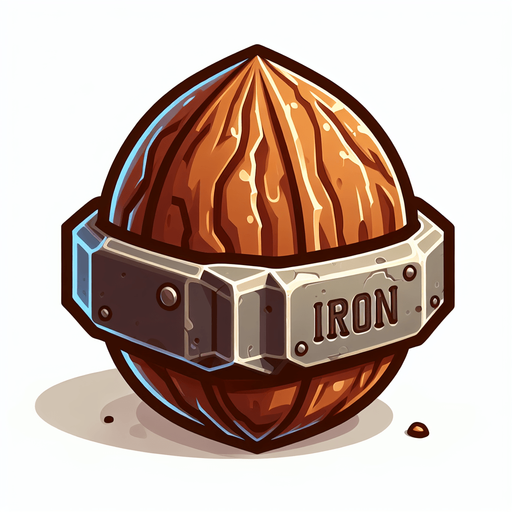 iron walnut, side view, cartoon.
Single Game Texture. In-Game asset. 2d. Blank background. High contrast. No shadows.