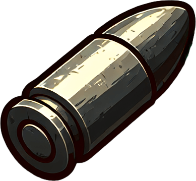 Bullet.
Single Game Texture.  In-Game asset.  2d.  Blank background.  High contrast.  No shadows. 3d