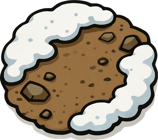 Ground, snowy, earthy.
In-Game asset.  2d.  High contrast.  No shadows