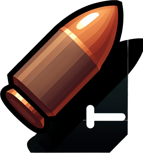 bullet 2d.
Single Game Texture. In-Game asset. 2d. Blank background. High contrast. No shadows.