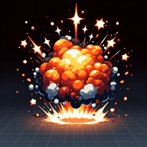 explosion.
Single Game Texture. In-Game asset. 2d. Blank background. High contrast. No shadows.