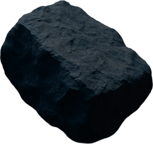 Photorealistic dusty rock in desert at night, bird view