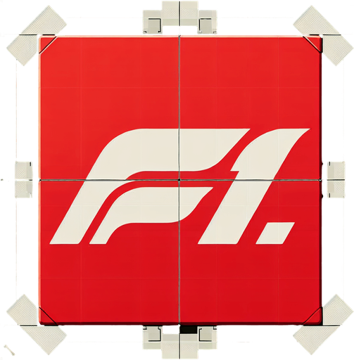 Logo that reads: f1. Red. Simple..
Single Game Texture. In-Game asset. 2d. Blank background. High contrast. No shadows.