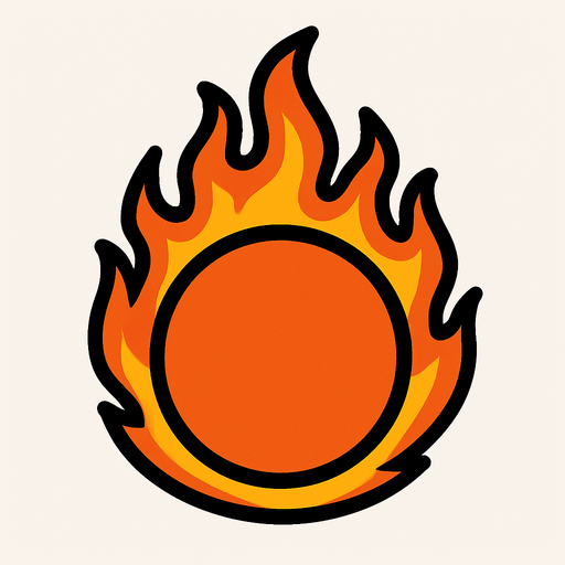 Alev topu.
In-Game asset.  2d.  High contrast.  No shadows