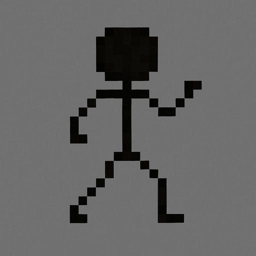 Puedes Aser una persona palito de color negra que este pixelada.
In-Game asset