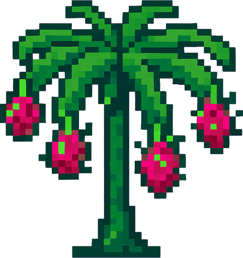 8 bit dragon fruit tree.
In-Game asset.  2d.  High contrast.  No shadows