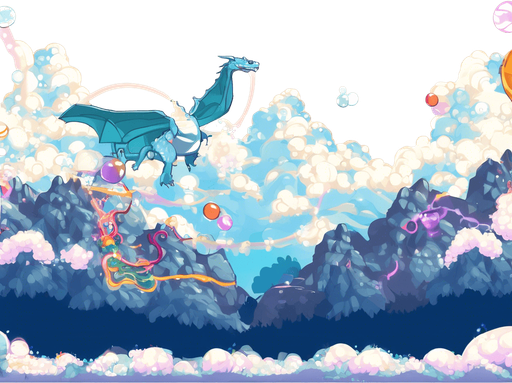 Add colourful bubbles and dragons from the Bubble Booble game of the arcade of the 80s